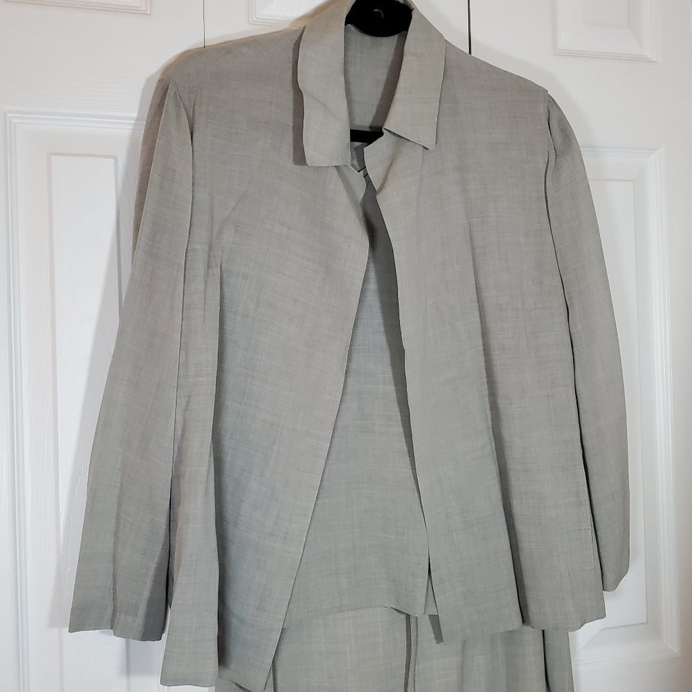 Max Mara Sz 10 2pc Dress |Jacket| Belt Gray Wool